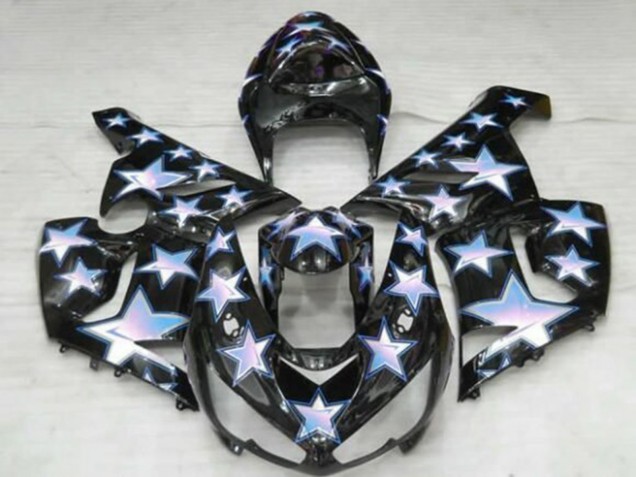 Black Blue White Star 2005-2006 Kawasaki ZX6R Motorcycle Fairings