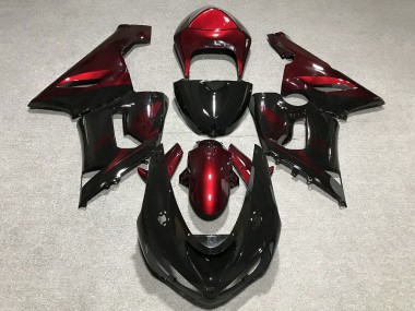 Red Glossy Black 2005-2006 Kawasaki ZX6R Motorcycle Fairings