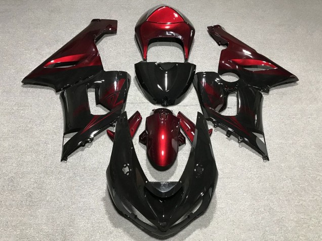 Red Glossy Black 2005-2006 Kawasaki ZX6R Motorcycle Fairings