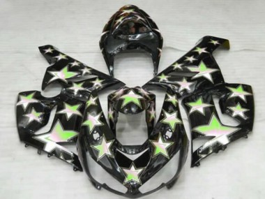 Black Green Star 2005-2006 Kawasaki ZX6R Motorcycle Fairings