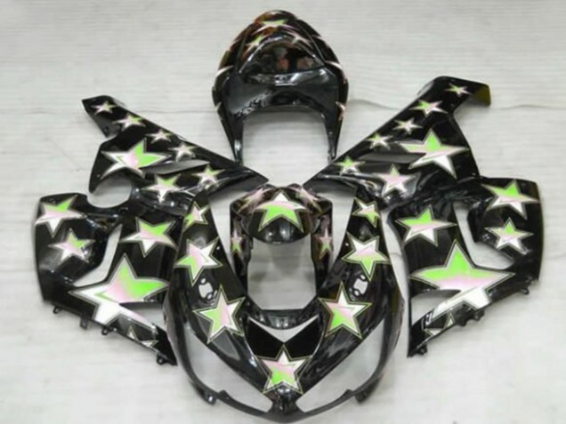 Black Green Star 2005-2006 Kawasaki ZX6R Motorcycle Fairings