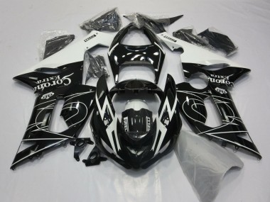 Glossy Black White Corona Extra Tribal 2005-2006 Kawasaki ZX6R Motorcycle Fairings