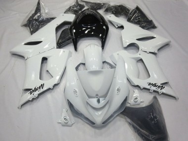 White Black 2005-2006 Kawasaki ZX6R Motorcycle Fairings
