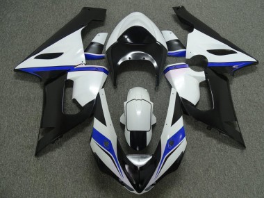 White Black Blue 2005-2006 Kawasaki ZX6R Motorcycle Fairings