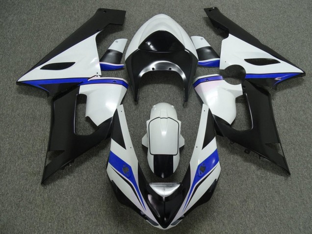 White Black Blue 2005-2006 Kawasaki ZX6R Motorcycle Fairings