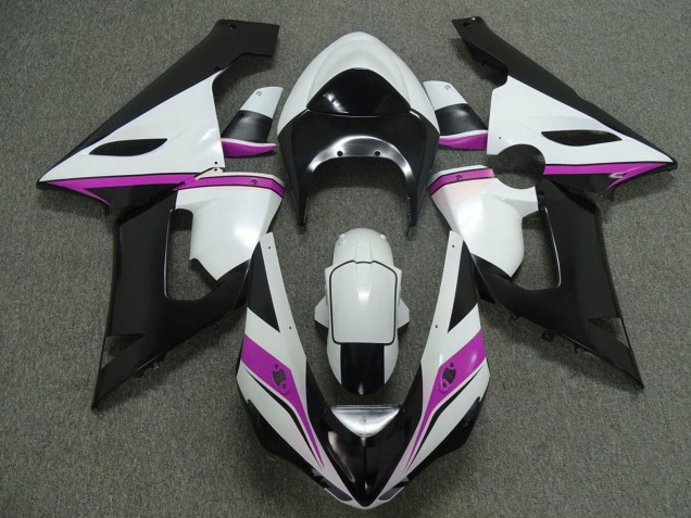 White Black Pink 2005-2006 Kawasaki ZX6R Motorcycle Fairings