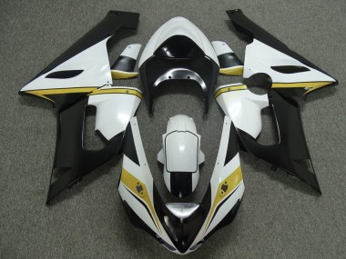 White Black Yellow 2005-2006 Kawasaki ZX6R Motorcycle Fairings