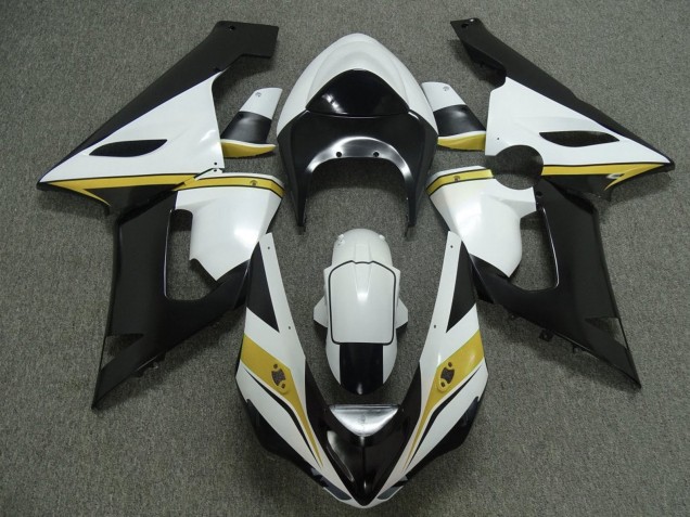 White Black Yellow 2005-2006 Kawasaki ZX6R Motorcycle Fairings