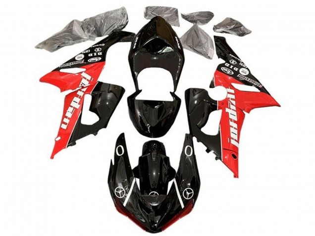 Glossy Black Red White Jordan 2005-2006 Kawasaki ZX6R Motorcycle Fairings