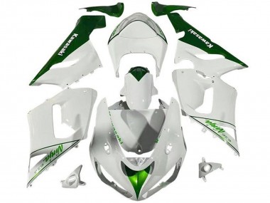 White Green 2005-2006 Kawasaki ZX6R Motorcycle Fairings
