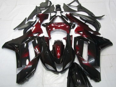 Black Dark Red 2007-2008 Kawasaki ZX6R Motorcycle Fairings
