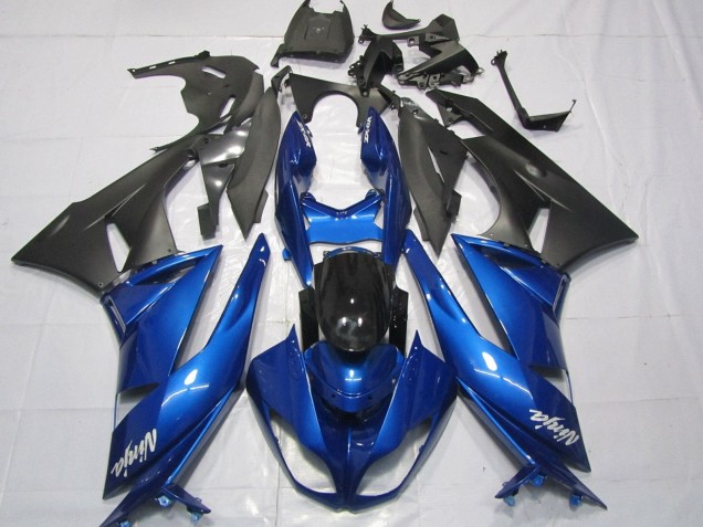 Blue Matte Black White 2007-2008 Kawasaki ZX6R Motorcycle Fairings