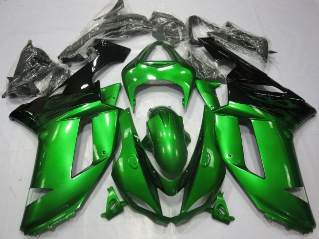 Green Black 2007-2008 Kawasaki ZX6R Motorcycle Fairings