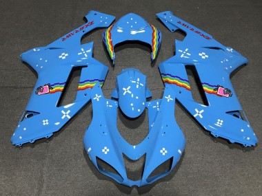 Light Blue Rainbow 2007-2008 Kawasaki ZX6R Motorcycle Fairings