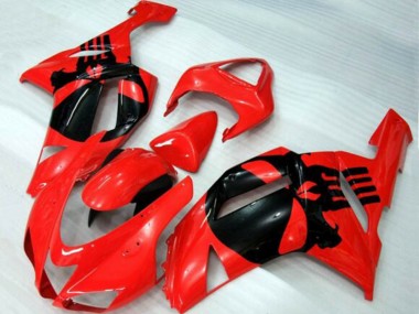 Red Black Skull 2007-2008 Kawasaki ZX6R Motorcycle Fairings