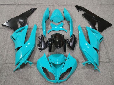 Turquoise Blue Black Matte Black 2007-2008 Kawasaki ZX6R Motorcycle Fairings