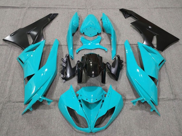 Turquoise Blue Black Matte Black 2007-2008 Kawasaki ZX6R Motorcycle Fairings
