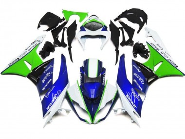 White Blue Green Black 2007-2008 Kawasaki ZX6R Motorcycle Fairings