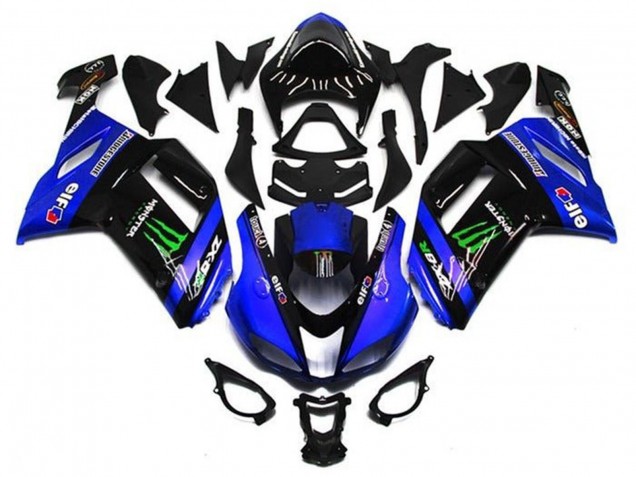 Blue Black Green Monster 2007-2008 Kawasaki ZX6R Motorcycle Fairings