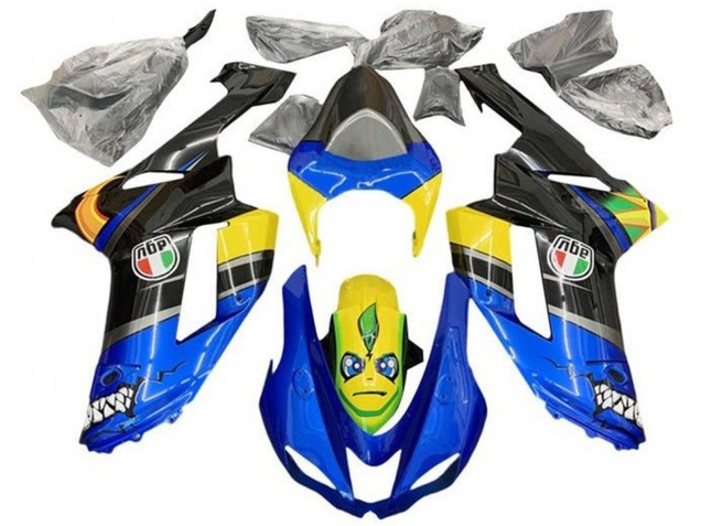Blue Black Yellow Shark 2007-2008 Kawasaki ZX6R Motorcycle Fairings