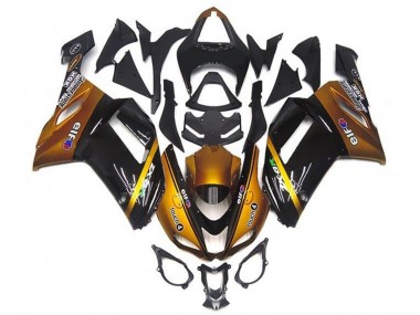 Gold Black Elf 2007-2008 Kawasaki ZX6R Motorcycle Fairings