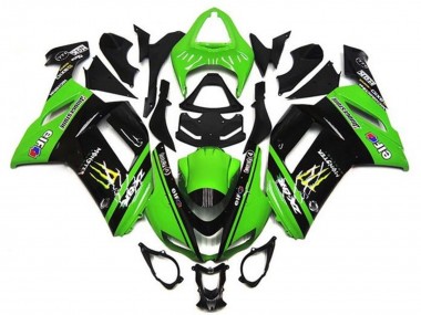 Green Black Monster Elf 2007-2008 Kawasaki ZX6R Motorcycle Fairings