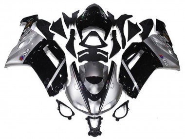 Silver Black Elf 2007-2008 Kawasaki ZX6R Motorcycle Fairings