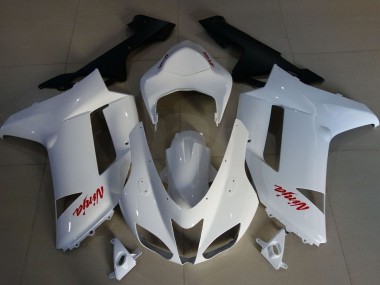 White Red 2007-2008 Kawasaki ZX6R Motorcycle Fairings