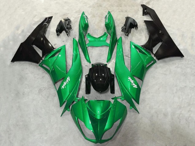 Green Glossy Black White Ninja 2009-2012 Kawasaki ZX6R Motorcycle Fairings