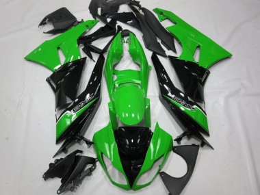 Green Glossy Black White 2009-2012 Kawasaki ZX6R Motorcycle Fairings