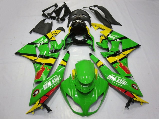 Green Yellow Red Black Trick Star Red Bull 2009-2012 Kawasaki ZX6R Motorcycle Fairings