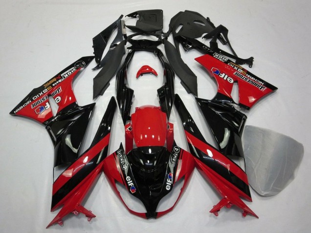Red Glossy Black Elf Touch4 Bridgestone 2009-2012 Kawasaki ZX6R Motorcycle Fairings