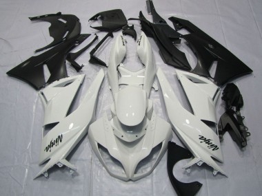 White Matte Black 2009-2012 Kawasaki ZX6R Motorcycle Fairings