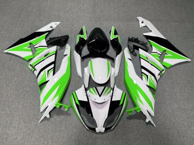 White Green Black 2009-2012 Kawasaki ZX6R Motorcycle Fairing