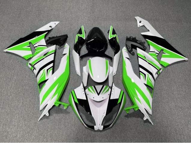 White Green Black 2009-2012 Kawasaki ZX6R Motorcycle Fairing