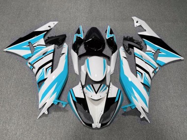 White Light Blue Black 2009-2012 Kawasaki ZX6R Motorcycle Fairings