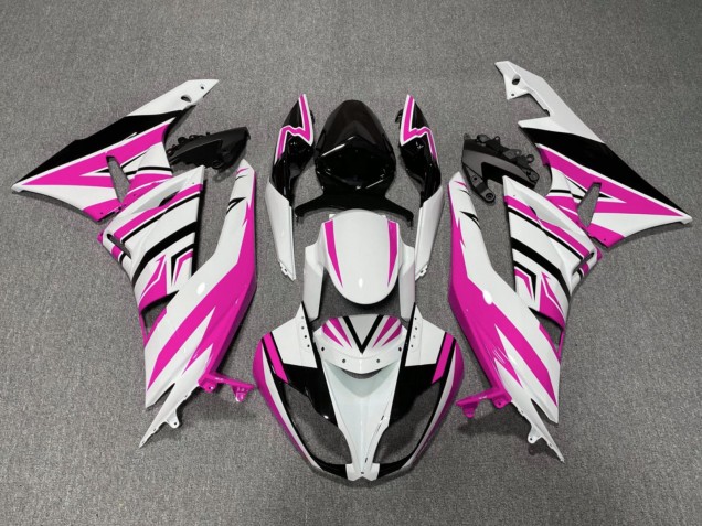 White Pink Black 2009-2012 Kawasaki ZX6R Motorcycle Fairings