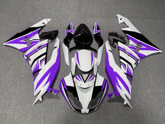 White Purple Black 2009-2012 Kawasaki ZX6R Motorcycle Fairings