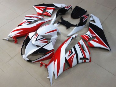 White Red Black 2009-2012 Kawasaki ZX6R Motorcycle Fairings