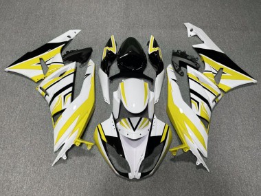 White Yellow Black 2009-2012 Kawasaki ZX6R Motorcycle Fairings