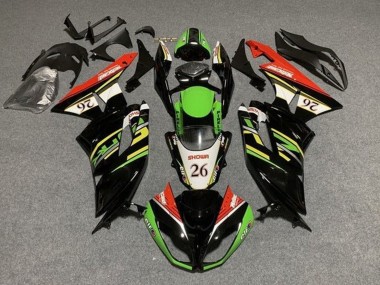 Green Glossy Black White Red Showr 26 2009-2012 Kawasaki ZX6R Motorcycle Fairings