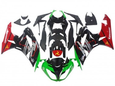 Green Glossy Black Red 2009-2012 Kawasaki ZX6R Motorcycle Fairings