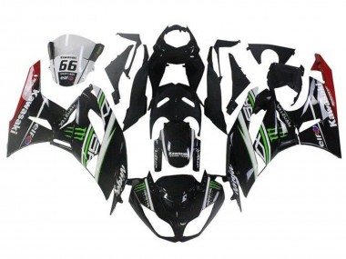 Glossy Black White Green Red Elf Monster 2009-2012 Kawasaki ZX6R Motorcycle Fairings