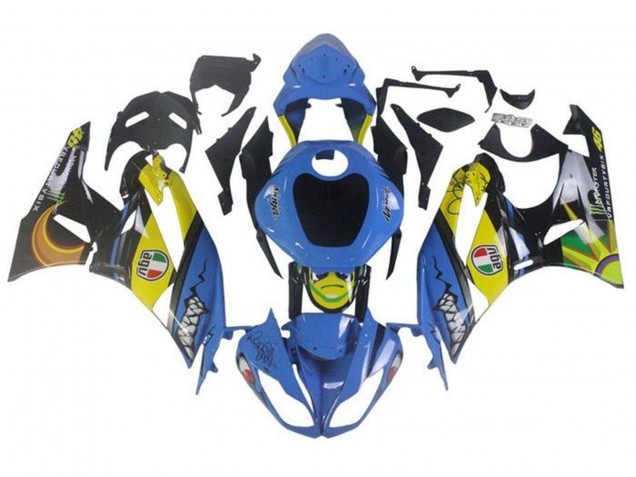 Blue Yellow Shark 2009-2012 Kawasaki ZX6R Motorcycle Fairings