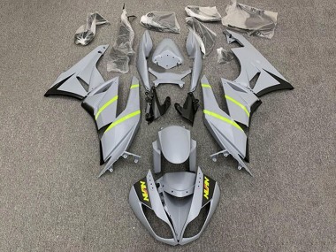 Grey Yellow Stripe 2009-2012 Kawasaki ZX6R Motorcycle Fairings