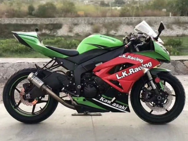 Green Red Black White L.K. Racing 2009-2012 Kawasaki ZX6R Motorcycle Fairings