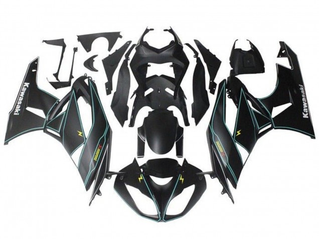 Matte Black Blue Yellow Stripe 2009-2012 Kawasaki ZX6R Motorcycle Fairings