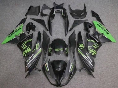 Matte Black Green Monster 2009-2012 Kawasaki ZX6R Motorcycle Fairings