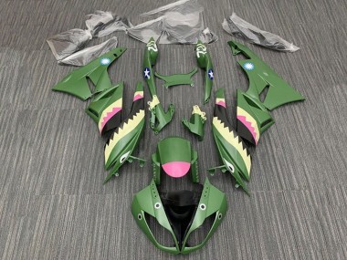 Yellow Pink Matte Green Shark 2009-2012 Kawasaki ZX6R Motorcycle Fairings