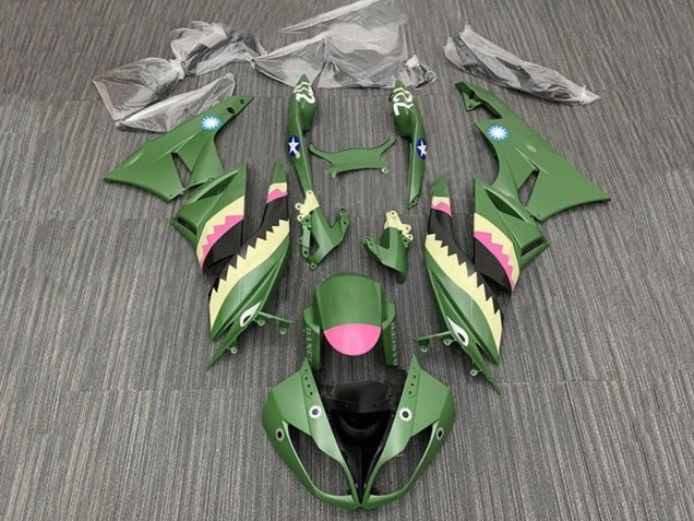 Yellow Pink Matte Green Shark 2009-2012 Kawasaki ZX6R Motorcycle Fairings